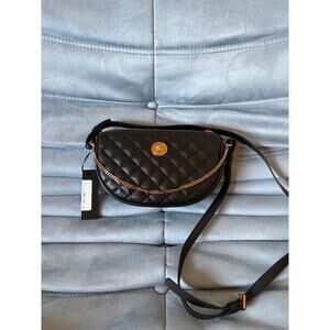 Versace Black Quilted Crossbody Bag with Gold Chain